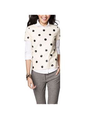 J. Crew Sequin Polka Dot Crewneck Short Sleeve Top Blouse